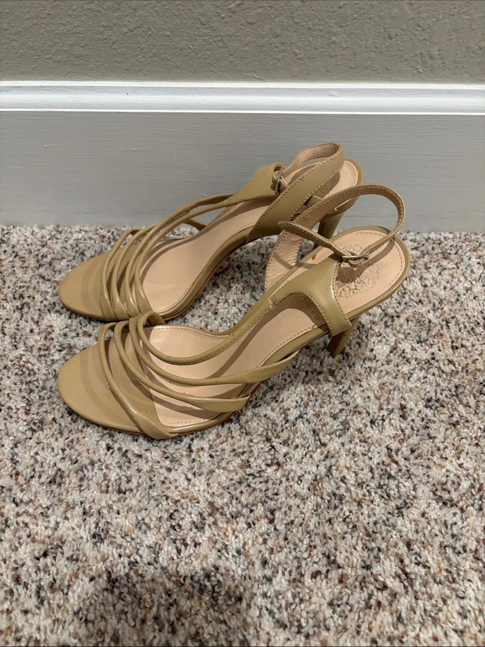 Vince Camuto Beige Strappy Slingback Heels